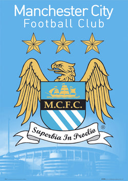 Manchester City FC Official Team Crest Logo Poster - GB Posters (UK)