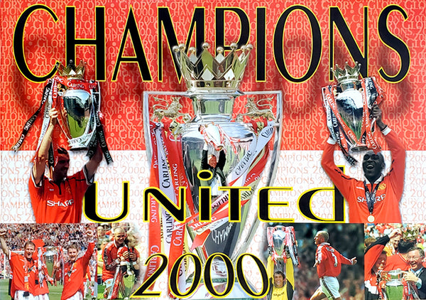 Manchester United "Champions 2000" EPL Football Commemorative Poster - U.K.