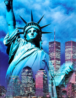 New York City World Trade Center "Twin Towers and Lady Liberty" 22x28 Poster - Eurographics 2001