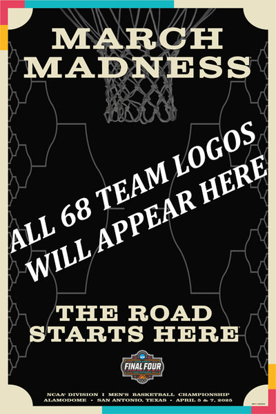 *SHIPS 3/24* NCAA March Madness 2025 Men's Basketball Championships Official Poster (68-Team Tournament Field) - ProGraphs