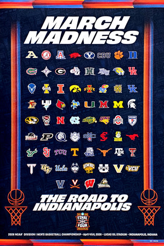 NCAA March Madness 2026 Men's Basketball Championships Official Poster (68-Team Tournament Field) - ProGraphs