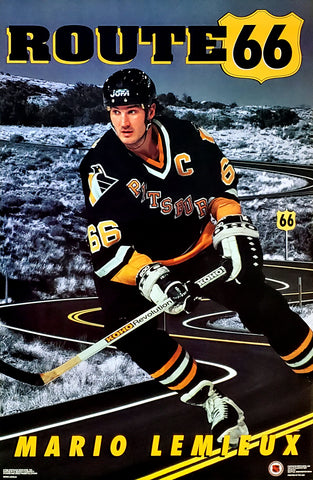 Mario Lemieux "Route 66" Pittsburgh Penguins 1992 NHL Theme Action Poster - Costacos Final Stock Collection