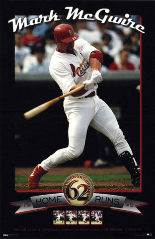 Mark McGwire 62 (Home Run Record Breaker) St. Louis Cardinals Poster -  Costacos 1998 – Sports Poster Warehouse