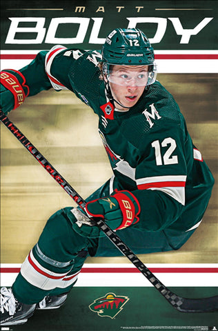 Matt Boldy "Superstar" Minnesota Wild NHL Hockey Action Poster - Costacos Sports