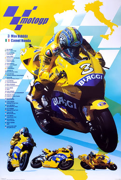 Max Biaggi MotoGP Superstar Honda RC211V Motorcycle Racing Poster - Pyramid 2004