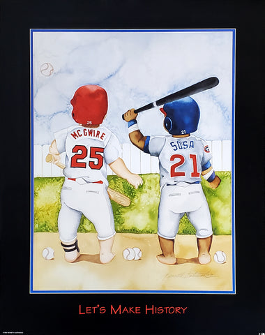 Baby Mark McGwire and Sammy Sosa "Let's Make History" Premium Art Poster Print - K. Gatewood