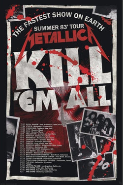 Metallica Kill 'Em All Summer 1983 Tour Official Retro 24x36 Wall Poster - GB Eye