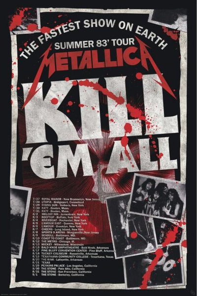 Metallica Kill 'Em All Summer 1983 Tour Official Retro 24x36 Wall Poster - GB Eye