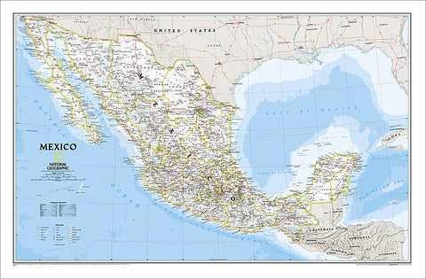 Map of MEXICO National Geographic Classic Edition 23x35 Wall Map Poster - NG Maps