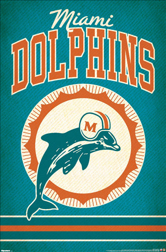 Miami Dolphins Retro-1970s-Style NFL Vintage Team Logo Poster - Costacos Sports
