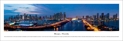 Miami, Florida Biscayne Bay Twilight Panoramic Poster Print - Blakeway Worldwide