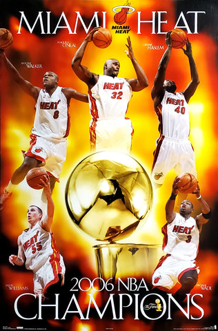 Miami Heat 2006 NBA Champions 5-Player Action Commemorative Poster - Costacos Sports