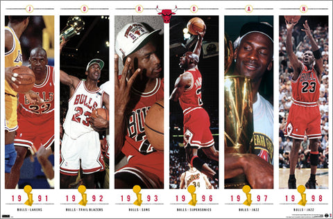 Michael Jordan "Championship History" Chicago Bulls Commemorative NBA Poster - Costacos Sports 2023
