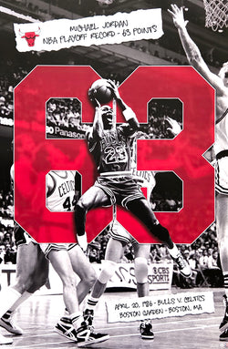 Michael Jordan 63-Point Playoff Game (1986) Chicago Bulls NBA Commemorative Poster - Costacos Sports 2025