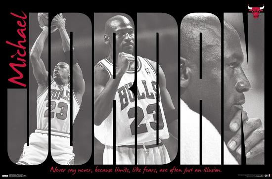 Michael Jordan "Never Say Never" Chicago Bulls Inspirational NBA Poster - Costacos Sports