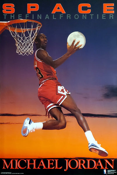 Michael Jordan "Space The Final Frontier" Chicago Bulls 1990 NBA Theme Action Poster - Costacos Final Stock Collection