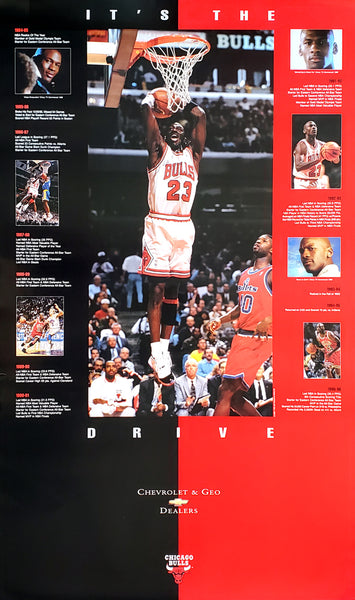 Michael Jordan "It's The Drive" Chicago Bulls NBA Basketball Poster - Chevy 1996