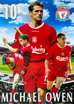 Michael Owen "Triple Action" Liverpool FC EPL Football Soccer Poster - GB 2003