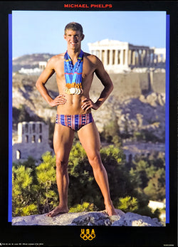 Michael Phelps "Athens Haul" Olympic Swimming Gold Medals Poster - Fine Art Ltd. 2004