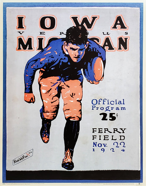 Michigan Wolverines vs. Iowa Football 1924 Vintage Program Cover Poster Reproduction - Asgard Press