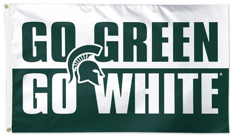 Michigan State Spartans "GO GREEN GO WHITE" Official NCAA Deluxe 3'x5' Team Flag - Wincraft