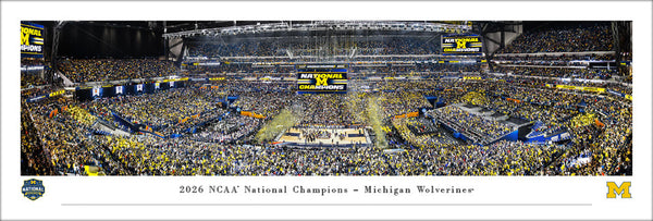 *SHIPS 4/21* Michigan Wolverines 2026 NCAA Men's Basketball Champions Panoramic Poster Print - Blakeway