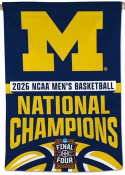 *SHIPS 4/21* Michigan Wolverines 2026 NCAA Men's Basketball Champions Official 28x40 Wall BANNER Flag - Wincraft Inc.