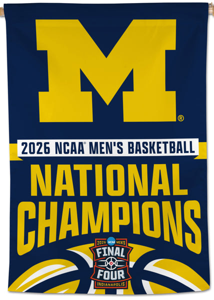 *SHIPS 4/21* Michigan Wolverines 2026 NCAA Men's Basketball Champions Official 28x40 Wall BANNER Flag - Wincraft Inc.
