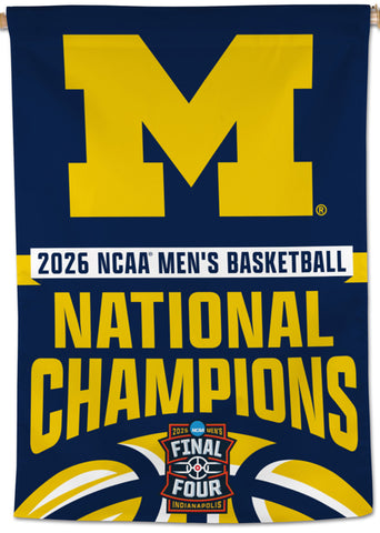 *SHIPS 4/21* Michigan Wolverines 2026 NCAA Men's Basketball Champions Official 28x40 Wall BANNER Flag - Wincraft Inc.