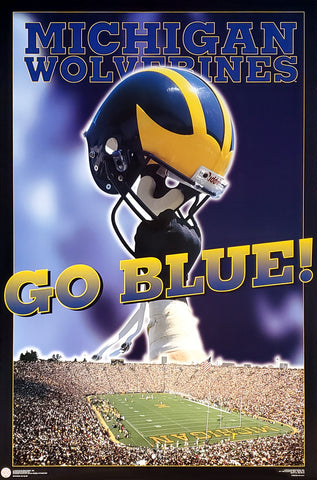 Michigan Wolverines Football "Go Blue" (1996) Theme Art Poster - Costacos Final Stock Collection
