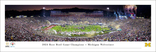 Michigan Wolverines 2024 Rose Bowl Game Champions Panoramic Poster Print - Blakeway