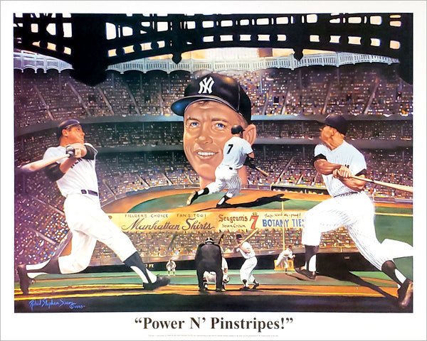 Mickey Mantle "Power N' Pinstripes" New York Yankees Premium Art Poster Print  by Robert Stephen Simon