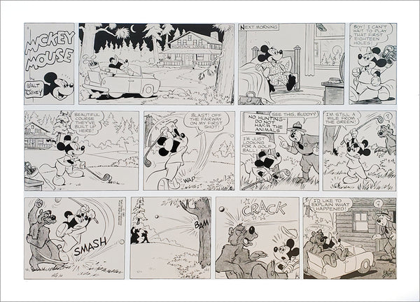 Mickey Mouse Cartoon "Mickey on the Fairway" (Walt Disney 1962) Premium Gallery Art Print  - McGaw Graphics