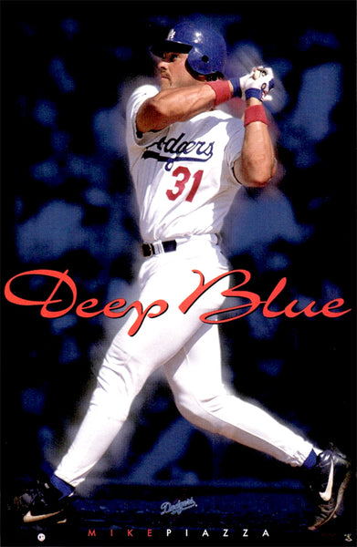 Mike Piazza "Deep Blue" Los Angeles Dodgers 1997 Vintage Original 23x35 Poster - Costacos Brothers