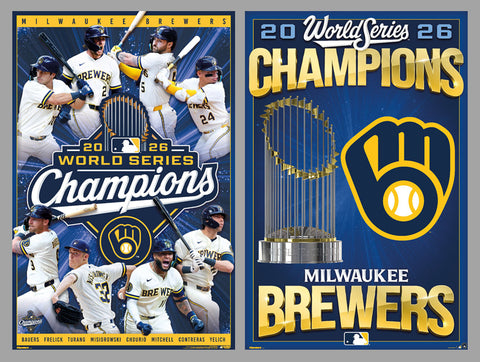 *SHIPS 11/12* COMBO: Milwaukee Brewers 2026 World Series Champions Official 2-Poster Commemorative Set - Costacos Sports
