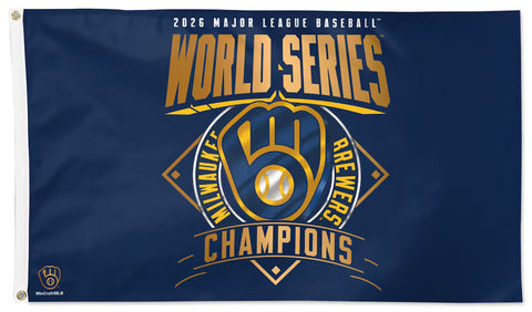 *SHIPS 11/14* Milwaukee Brewers 2026 World Series Champions Official MLB Baseball DELUXE 3'x5' Team Flag - Wincraft