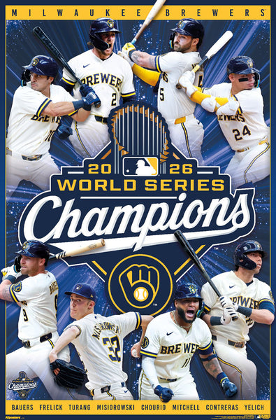*SHIPS 11/12* Milwaukee Brewers 2026 World Series Champions 8-Player Action Commemorative Wall Poster - Costacos Sports