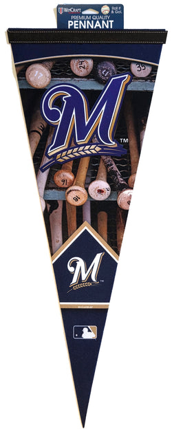 Milwaukee Brewers "Batrack" Dual-Logo Premium MLB Felt Pennant - Wincraft