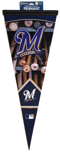 Milwaukee Brewers "Batrack" Dual-Logo Premium MLB Felt Pennant - Wincraft