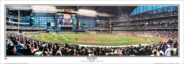 Miller Park Milwaukee Brewers "First Pitch" Panoramic Poster Print - Everlasting 2001