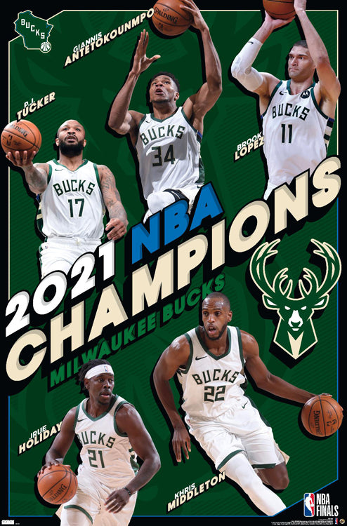 Milwaukee Bucks 2021 NBA Champions Official Commemorative Poster - Tre ...