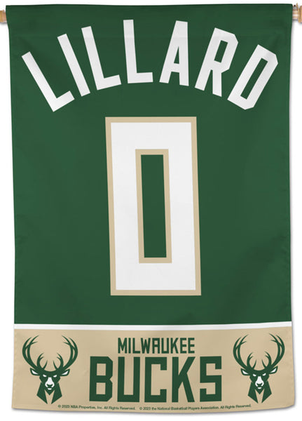 Milwaukee Bucks Damian Lillard Jersey Style Official NBA Basketball Premium 28x40 Banner - Wincraft Inc.