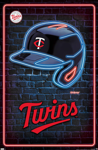 Minnesota Twins Official MLB Baseball Logo Helmet Wordmark Team Poster - Costacos Sports