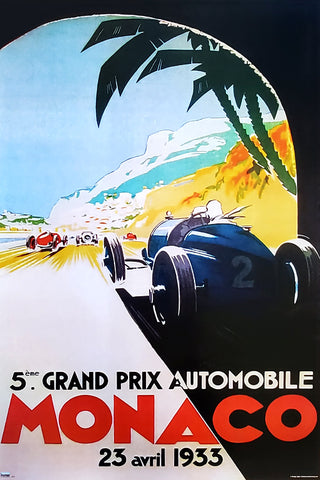 Monaco 1933 Grand Prix Classic Auto Racing Event Poster 22x34 Reproduction - Trends international