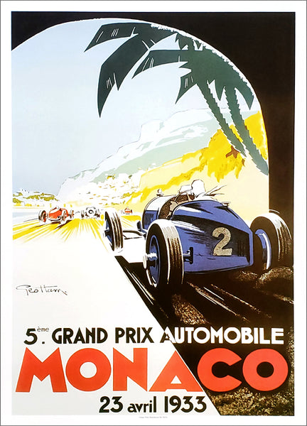 Monaco 1933 Official Grand Prix Event Poster Reproduction - AAC
