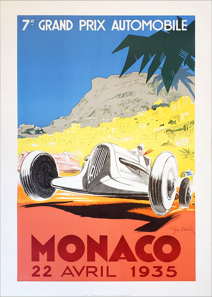 Monaco Grand Prix 1935 Auto Racing Poster Premium Giclee Reprint - Clouet Vintage Reprints