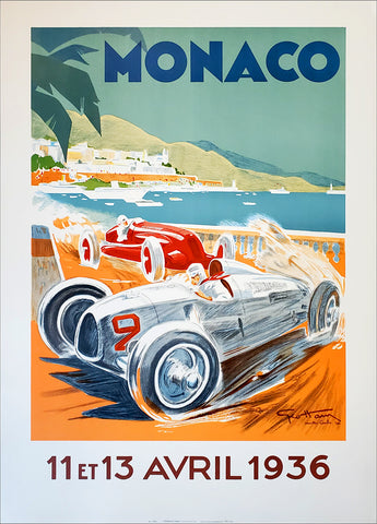 Monaco Grand Prix 1936 Auto Racing Premium Giclee Poster Print - Clouet Vintage Reprints