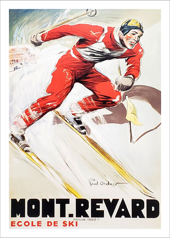 Skiing "Mont Revard" (c.1930s) by Paul Ordner Vintage Poster Reproduction - Editions Clouet