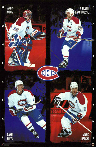 Montreal Canadiens "Four Legends" NHL Action Poster (Moog, Damphousse, Koivu, Recchi) - Costacos 1997