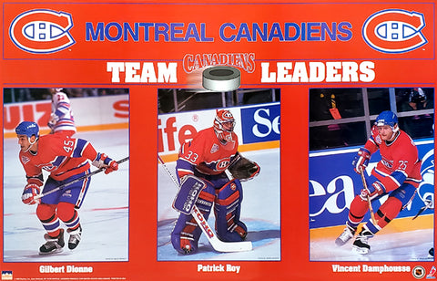 Montreal Canadiens "Team Leaders" (Patrick Roy, Vincent Damphousse, Gilbert Dionne) Poster - Starline 1993